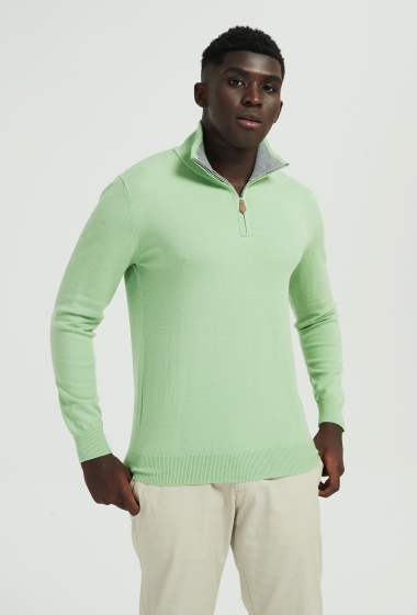 Grossiste Yves Enzo - Col camionneur vert clair "cashmere touch"