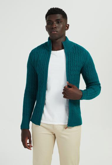 Wholesaler Yves Enzo - Cardigan zipped cable knit cashmere touch