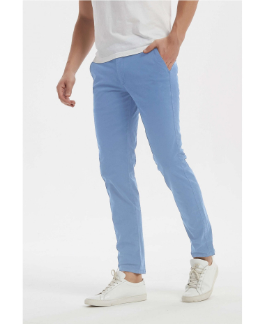 Wholesaler Yves Enzo - Stretch chino trouser - Sky blue