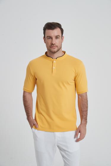 Wholesaler Yves Enzo - Golden yellow polo mandarin collar