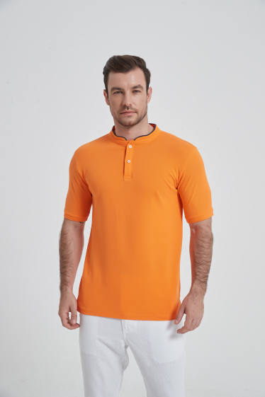 Wholesaler Yves Enzo - Orange polo mandarin collar