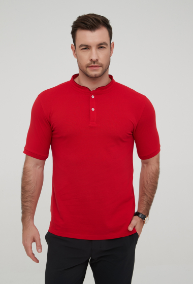 Grossiste Yves Enzo - Polo rouge col mao