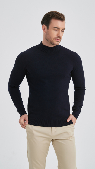 Wholesaler Yves Enzo - Grey “cashmere touch” funnel neck sweater