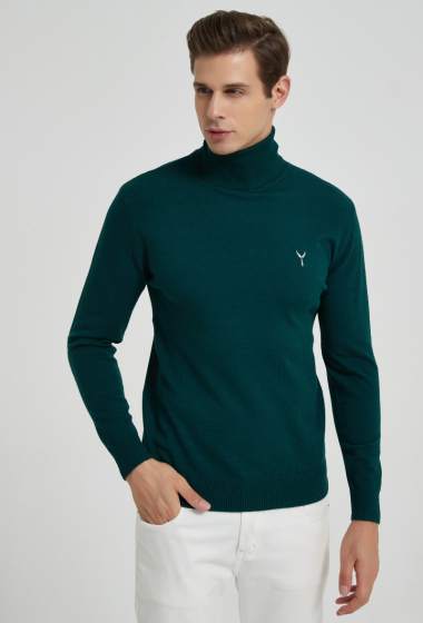 Grossiste Yves Enzo - Pull col roulé "cashmere touch" avec logo