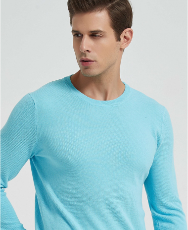 Wholesaler Yves Enzo - Jumper in cotton - Light blue