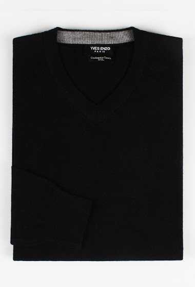 Großhändler Yves Enzo - Kaschmir-Touch-Pullover mit V-Ausschnitt 2XL bis 5XL