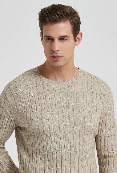 Wholesaler Yves Enzo - Cable knit crew neck neck jumper with logo