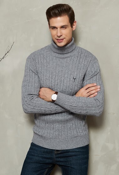 Wholesaler Yves Enzo - Cable knit Turtle neck jumper with logo