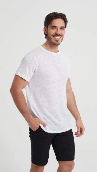 Grossiste Yves Enzo - T-shirt 100% lin blanc