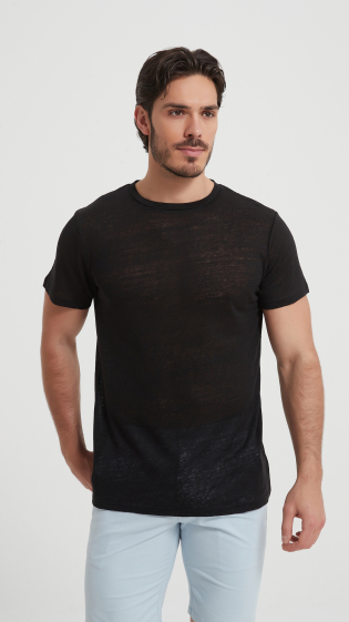 Grossiste Yves Enzo - T-shirt 100% lin noir