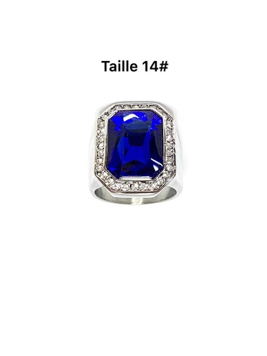 Grossiste Z. Emilie - Bague acier chevalier diamond bleu