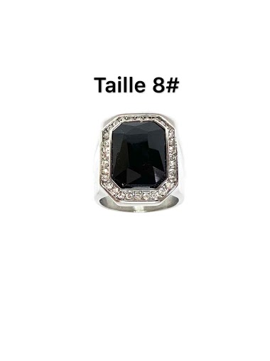 Mayorista Z. Emilie - Black diamond knight steel ring