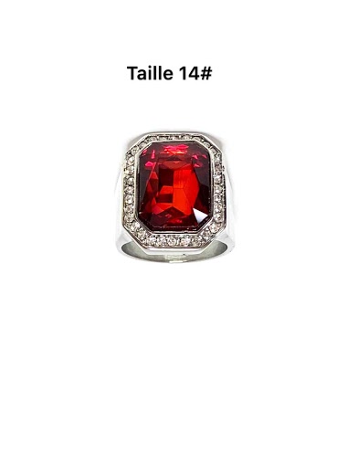 Wholesaler Z. Emilie - Red diamond knight steel ring