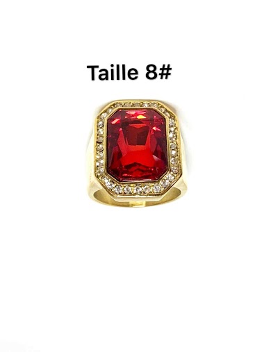 Grossiste Z. Emilie - Bague acier chevalier diamond rouge