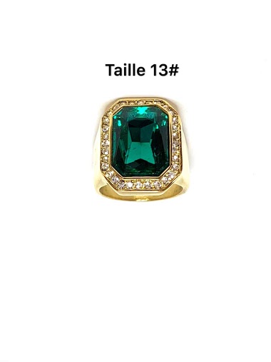 Grossiste Z. Emilie - Bague acier chevalier diamond vert