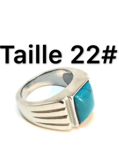 Grossiste Z. Emilie - Bague acier chevalier turquoise