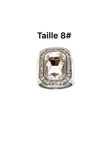 Großhändler Z. Emilie - White diamond knignt steel ring