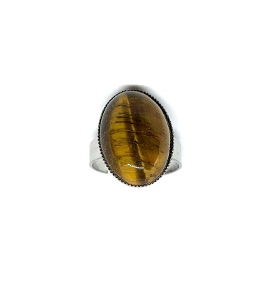 Wholesaler Z. Emilie - Oval tiger eye stone steel ring