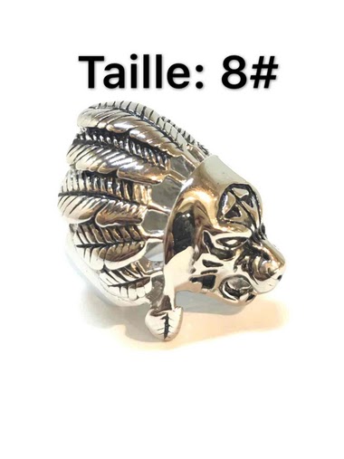 Wholesaler Z. Emilie - Feather wolf head steel ring