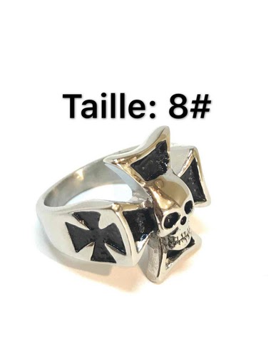 Wholesaler Z. Emilie - Skull in cross Maltese steel ring