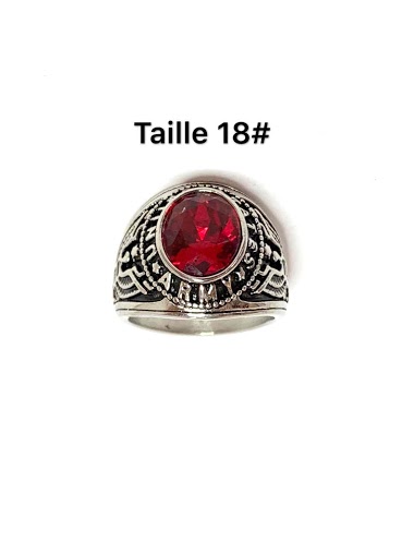 Wholesaler Z. Emilie - College stone red steel ring