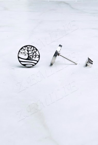 Wholesalers Z. Emilie - Tree of life steel earring