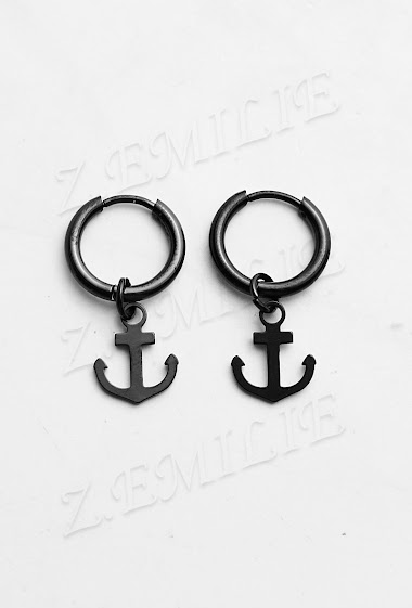Großhändler Z. Emilie - Marine anchor creole steel earring