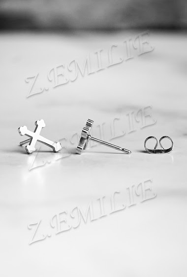 Grossiste Z. Emilie - Boucle d'oreille acier croix