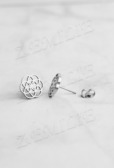 Wholesaler Z. Emilie - Flower of life steel earring