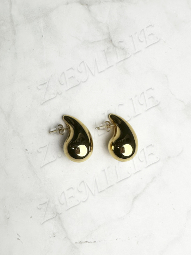 Wholesaler Z. Emilie - Water drop steel earring