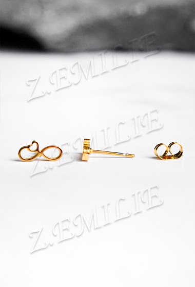 Wholesaler Z. Emilie - Heart infinite steel earring