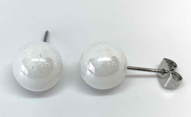 Wholesaler Z. Emilie - Mother of pearl steel earring 10mm
