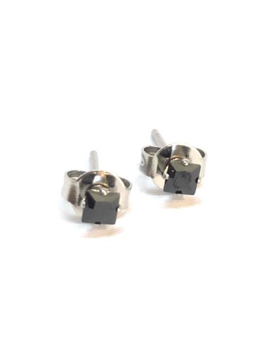 Wholesaler Z. Emilie - Zirconium strass square steel earring 3mm