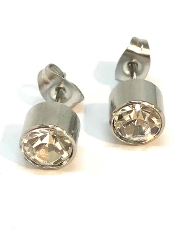 Wholesaler Z. Emilie - Strass round steel earring 7mm