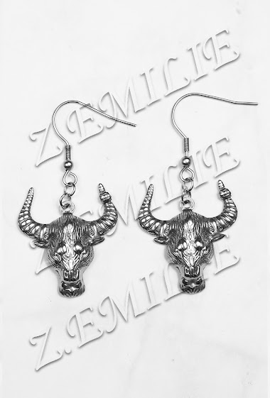 Wholesaler Z. Emilie - Bull head steel earring