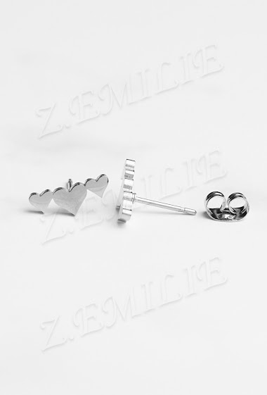 Wholesaler Z. Emilie - Triple heart steel earring