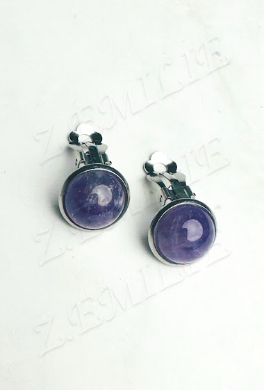 Wholesalers Z. Emilie - Amethyst stone clip earring