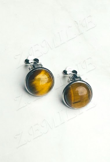 Wholesaler Z. Emilie - Tiger eye stone clip earring