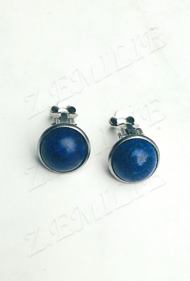 Grossiste Z. Emilie - Boucle d'oreille clips pierre laps lazuli