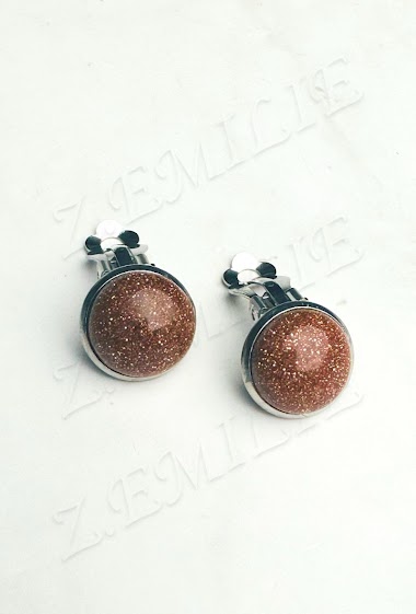 Wholesalers Z. Emilie - Golden sand stone clip earring