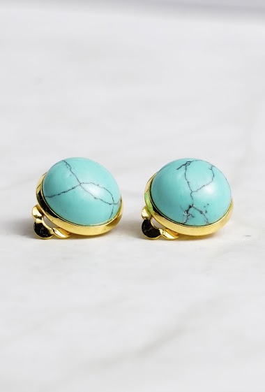 Wholesaler Z. Emilie - Turquoise stone clip earring