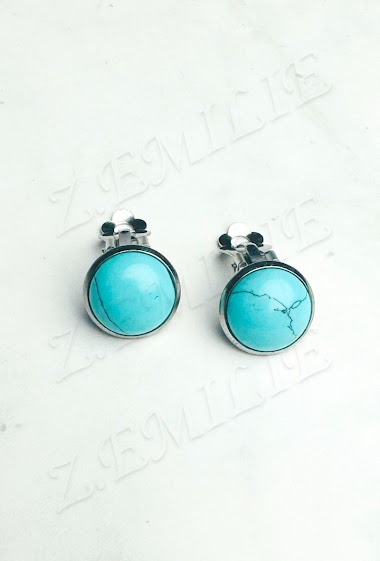 Wholesalers Z. Emilie - Turquoise stone clip earring
