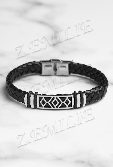 Mayorista Z. Emilie - Lozenge rubber steel bracelet