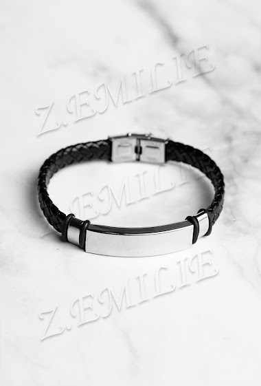 Großhändler Z. Emilie - Plaque to engrave rubber steel bracelet