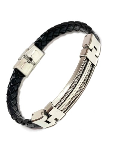 Großhändler Z. Emilie - Rubber braided steel bracelet with cable