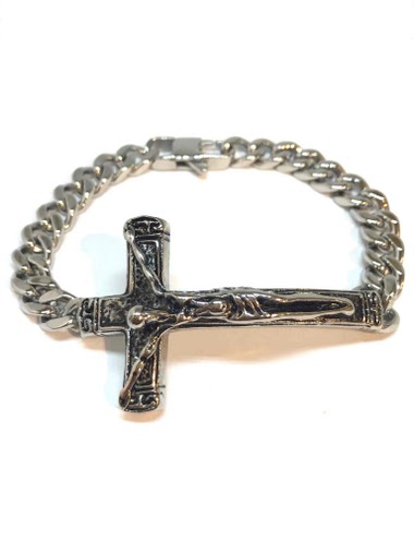 Grossiste Z. Emilie - Bracelet acier croix avec Jésus