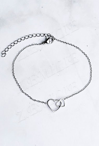 Wholesalers Z. Emilie - Double heart steel bracelet