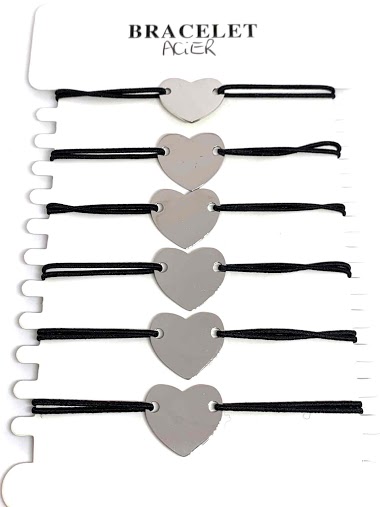 Wholesaler Z. Emilie - Heart elactic steel bracelet to engrave