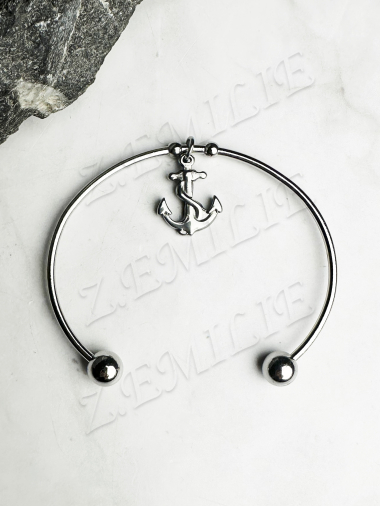 Wholesaler Z. Emilie - Steel bracelet with marine anchor bangle
