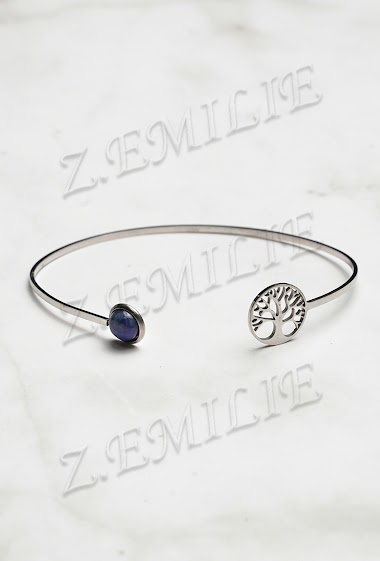 Mayorista Z. Emilie - Lapis lazuli stone and tree of life steel bracelet